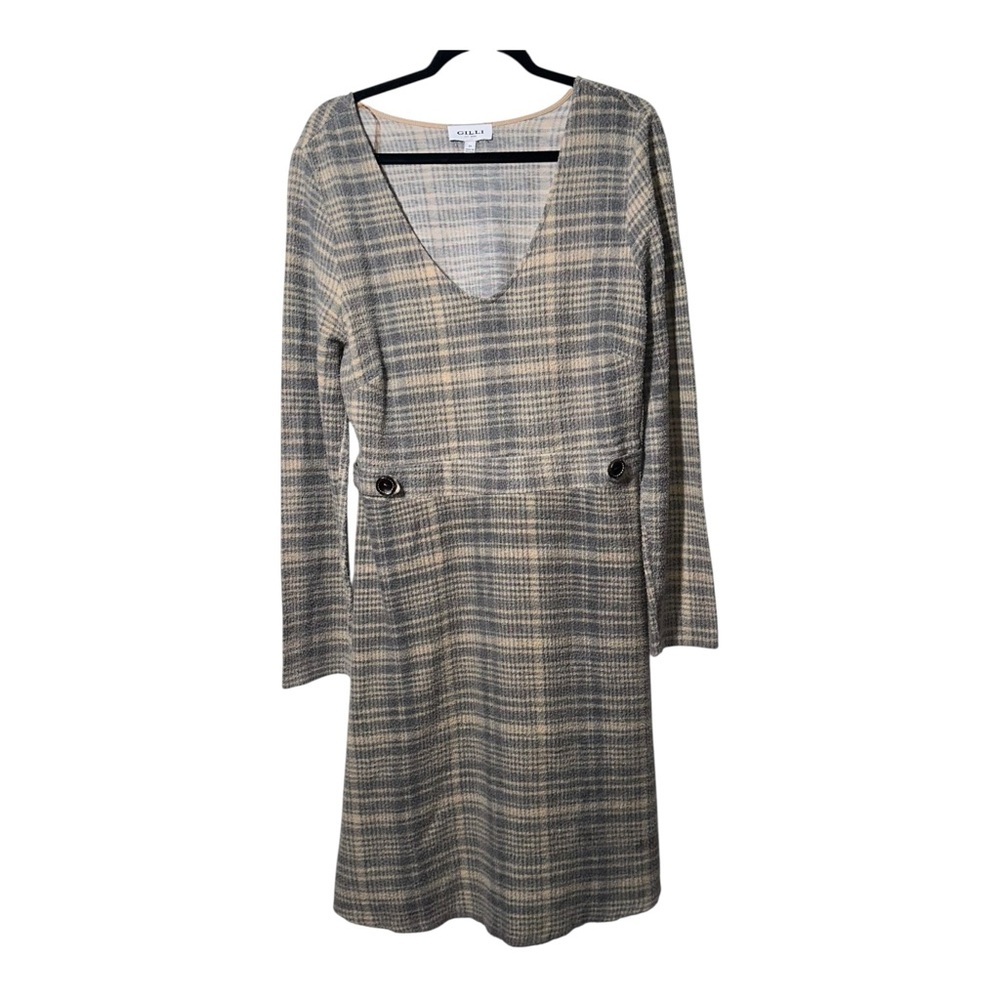 NWOT GILLI‎ Checked Dress Waist Buttons - 2X